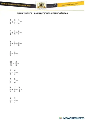 Suma de fracciones heterogéneas