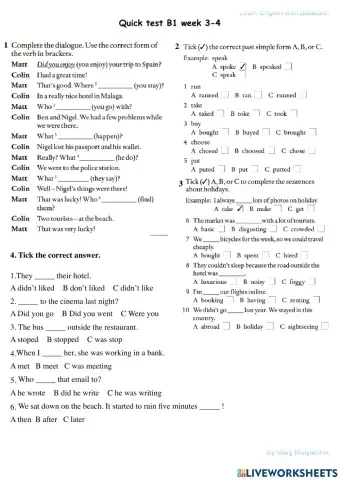 Quick test B1 week 3-4 extended