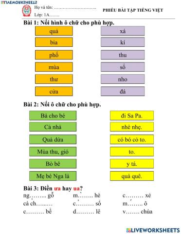 Phiếu BT tương tác