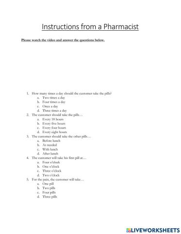 Instructions from a Pharmacist