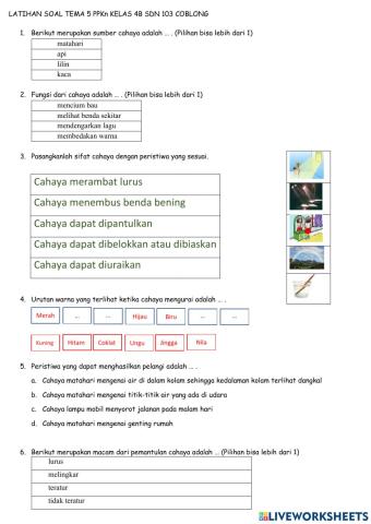 Latihan soal tema 5 ipa