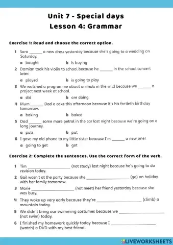 Past simple - Future tense