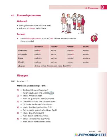 Indefinit- und Possessivpronomen (4)