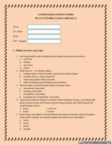 Lembar Kerja Peserta Didik SBdP KD 3.1