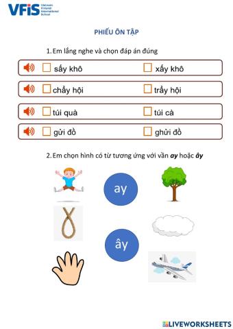 Ôn tập ui, ưi, ay, ây