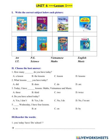 Tienh Anh lop 5 Unit 6 - Lesson 1