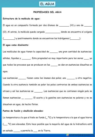 El agua propiedades