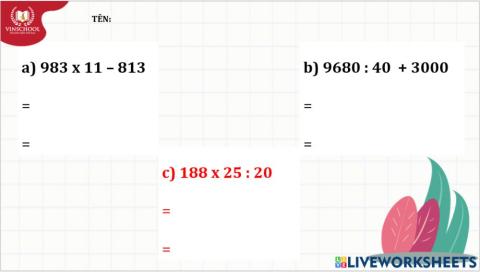 Luyện tập chung phép nhân, chia