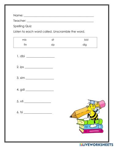 Spelling quiz