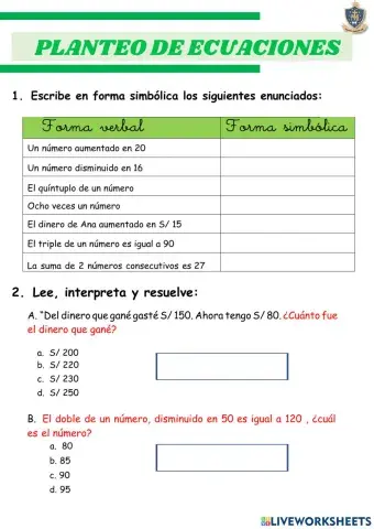 Planteo de ecuaciones