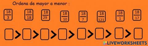 Ordenar Fracciones igual numerador