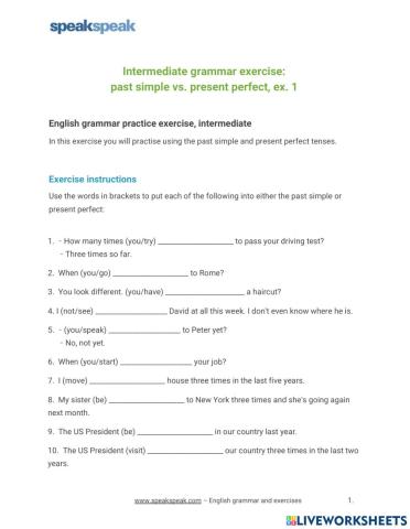 Present perfect vs Past simple