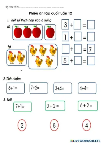 Phiếu ôn tập cuối toán tuần 12