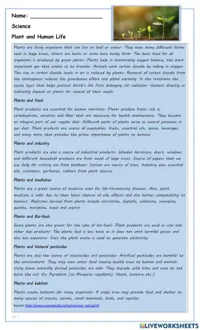 Plants and Human Life-Why We Need Plants