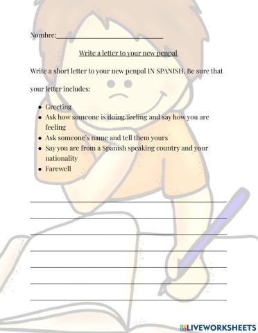 Spanish writing a letter to a new penpal