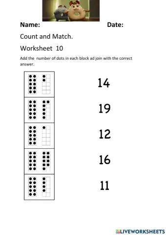 Count and Match Worksheet 10