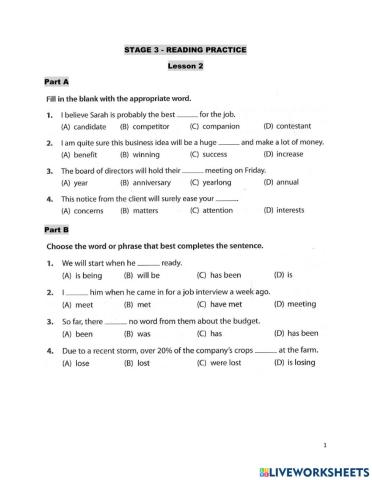TOIEC Reading stage 3 - Lesson 2