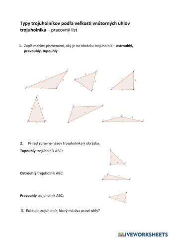 Typy trojuholníkov podľa veľkosti uhlov