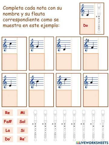 Notas en flauta y pieza para tocar (villancico)