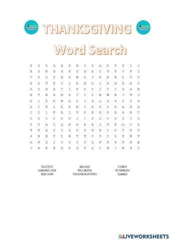Thanksgiving word search