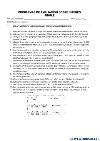 Problemas sobre interes simple