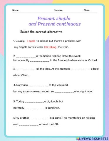 Present simple  and Present continuous