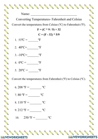 Converting from Celsius to Fahrenheit
