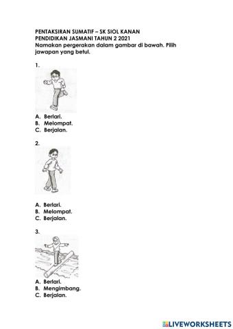 Pentaksiran Sumatif Pendidikan Jasmani Tahun 2