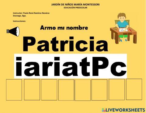 Armo mi nombre Patricia
