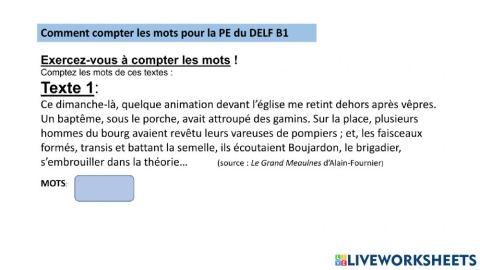 Compter les mots pour la PE du DELF