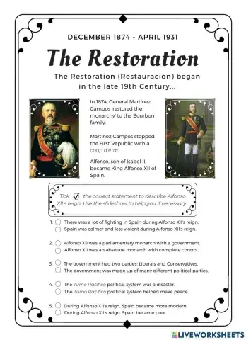 The Restoration: Alfonso XII of Spain