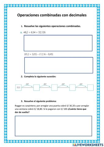 Practica operaciones combinada con decimales