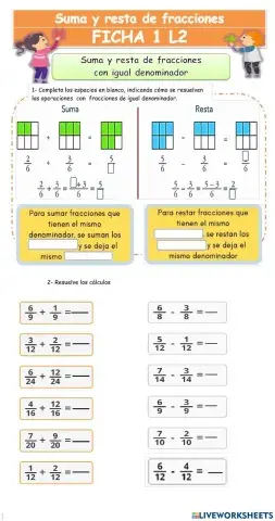 Suma y resta de fracciones con el mismo denominador