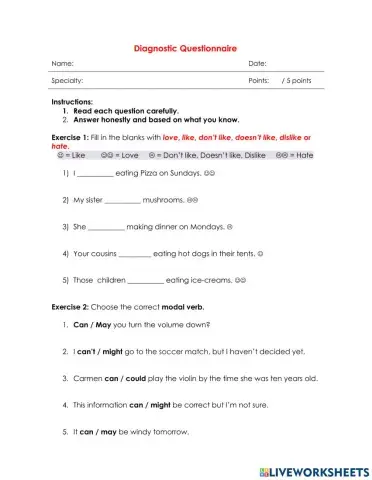 Diagnostic Questionare 3