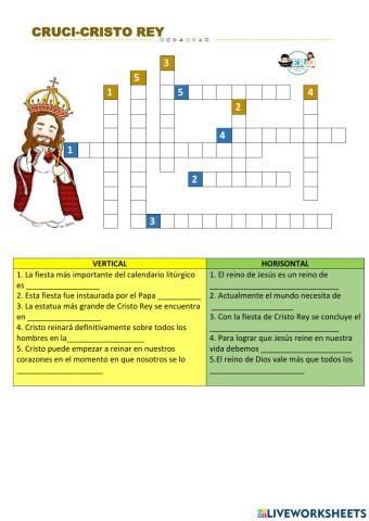 Cristo rey - crucigrama