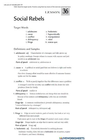 Vocabulary ITP L36 and 37