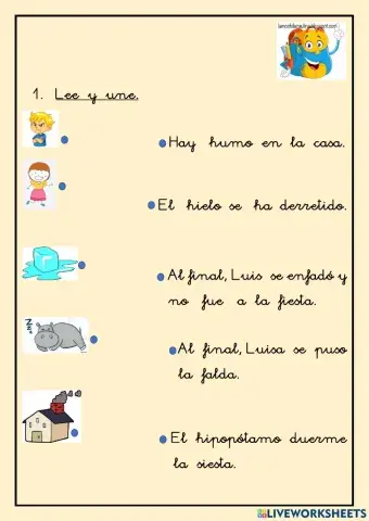 Lectura de oraciones sencillas.