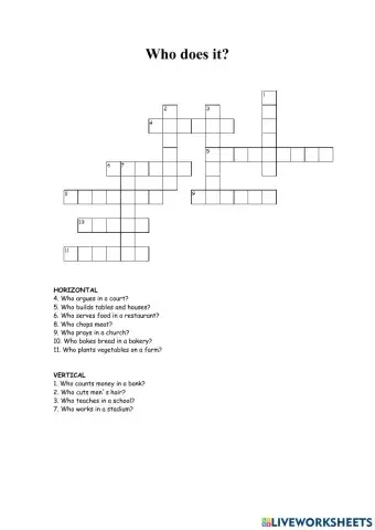 Jobs crossword