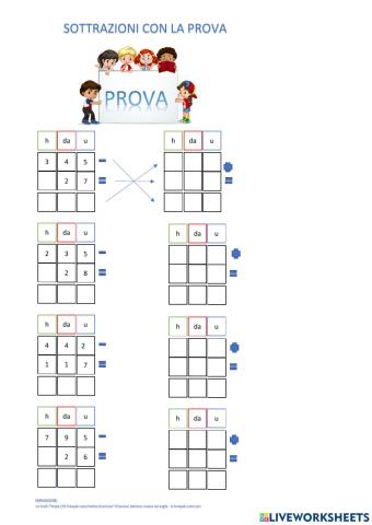 Sottrazioni con la prova