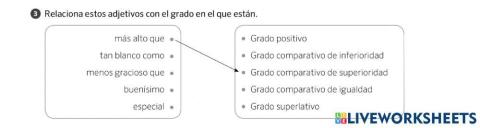 Adjetivos en  grado comparativo de igualdad, de superioridad y de inferioridad