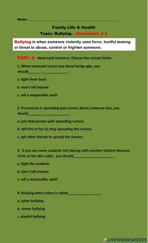 Bullying- Worksheet-2