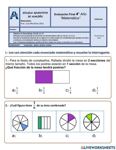 Evaluación Final - Matemática