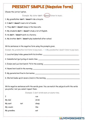 Present Simple Negatives