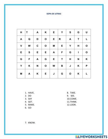 Los verbos en ingles