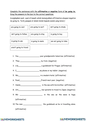 Affirmative and negative be going to