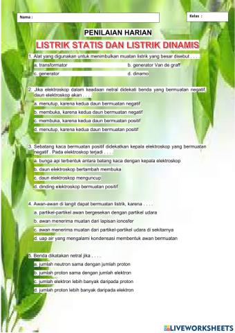 Penilaian harian listrik