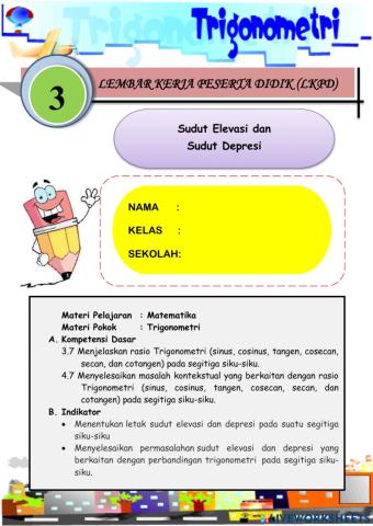 LKPD 3 Trigonometri (Sudut Elevasi dan Depresi)