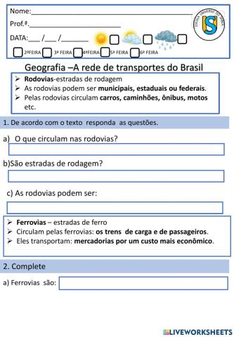 A rede de transporte do brasil