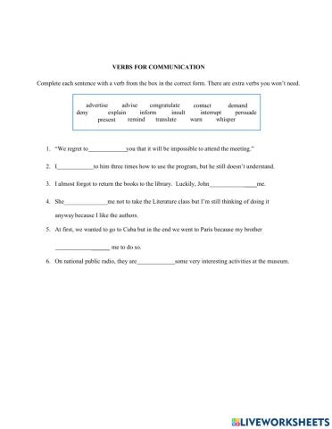 Verbs for Communication