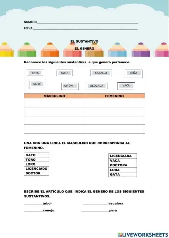 Género de los sustantivos